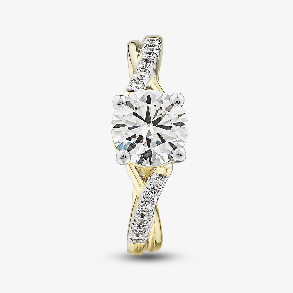 9ct Yellow Gold 1.10ct Certificated Round Cut Lab Grown Diamond Shoulder Set Solitaire Ring LGR48711-110 (YG)(CERT)