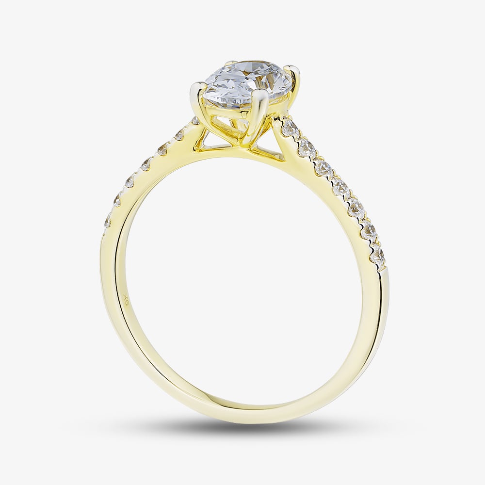 9ct Yellow Gold 1.20ct Certificated Oval Cut Lab Grown Diamond Shoulder Set Solitaire Ring LGR35520-120SF (YG)(CERT)