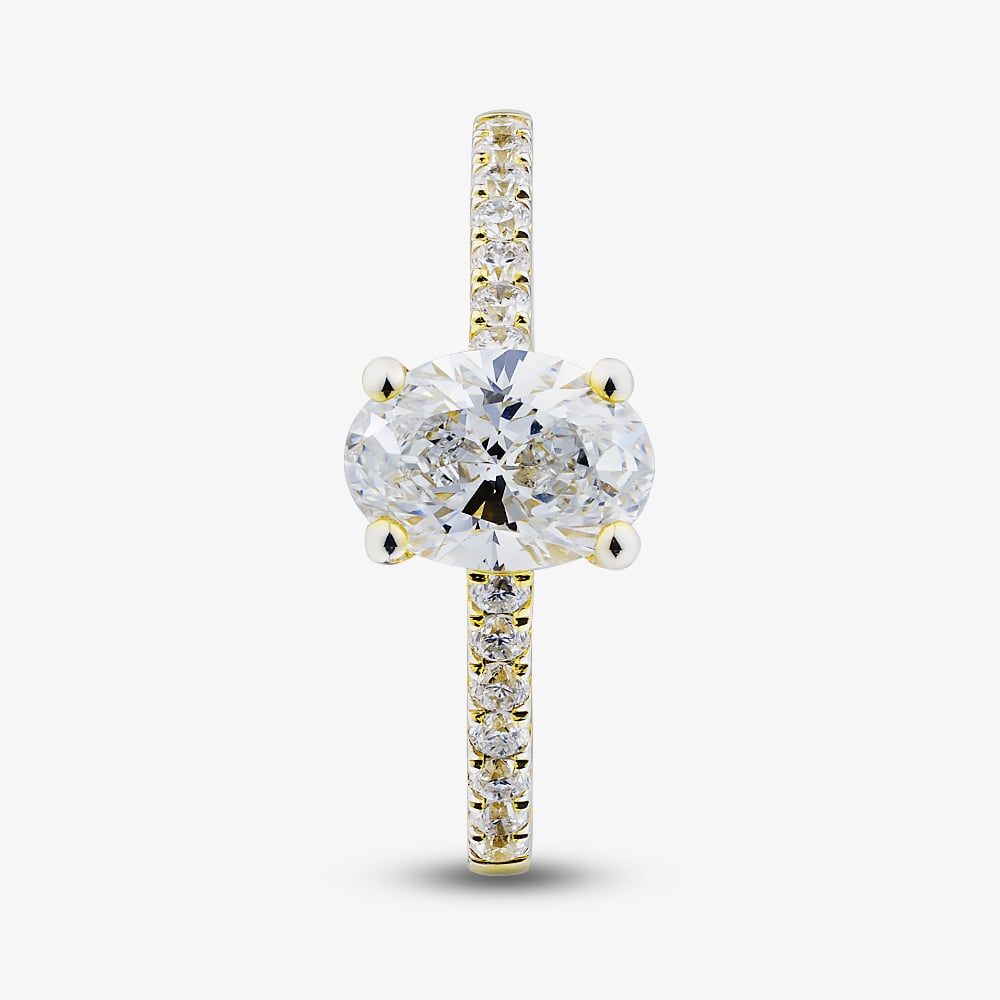 9ct Yellow Gold 1.20ct Certificated Oval Cut Lab Grown Diamond Shoulder Set Solitaire Ring LGR35520-120SF (YG)(CERT)