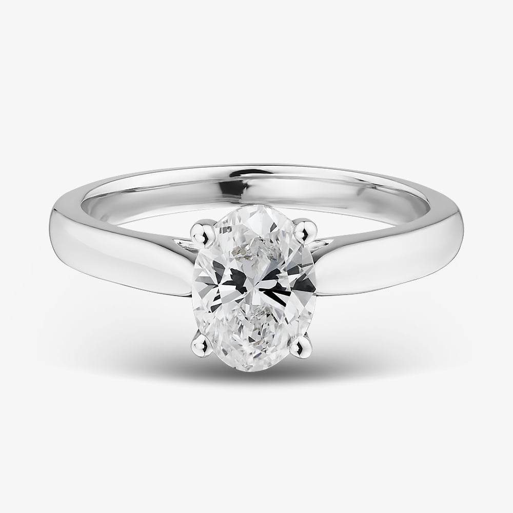 9ct White Gold 1.00ct Certificated Oval Cut Lab Grown Diamond Solitaire Ring LGR45981-100SF (WG)(CERT)