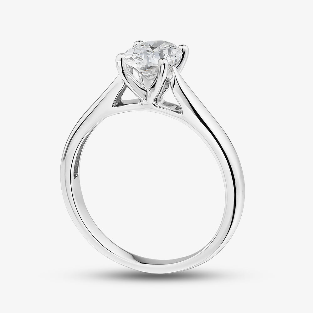 9ct White Gold 1.00ct Certificated Oval Cut Lab Grown Diamond Solitaire Ring LGR45981-100SF (WG)(CERT)