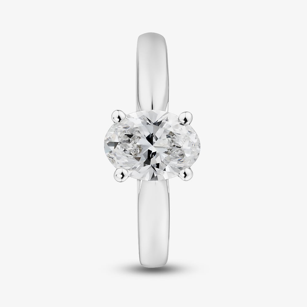 9ct White Gold 1.00ct Certificated Oval Cut Lab Grown Diamond Solitaire Ring LGR45981-100SF (WG)(CERT)