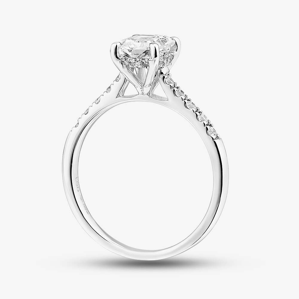 Pure Brilliance 9ct White Gold 1.20ct Certificated Radiant Cut Lab Grown Diamond Shoulder Set Solitaire Ring LGR50744-120