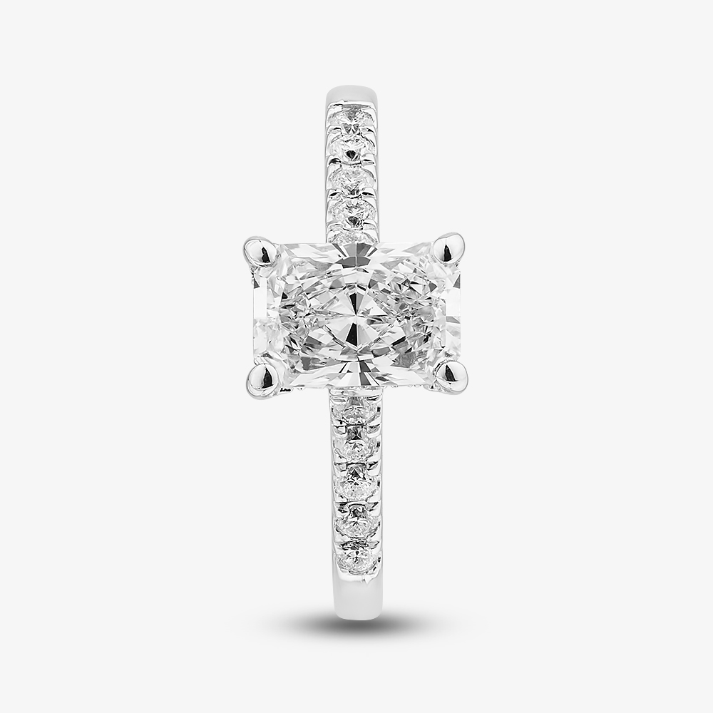 Pure Brilliance 9ct White Gold 1.20ct Certificated Radiant Cut Lab Grown Diamond Shoulder Set Solitaire Ring LGR50744-120