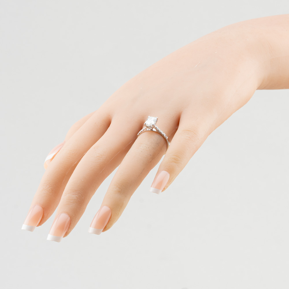 Pure Brilliance 9ct White Gold 1.20ct Certificated Radiant Cut Lab Grown Diamond Shoulder Set Solitaire Ring LGR50744-120