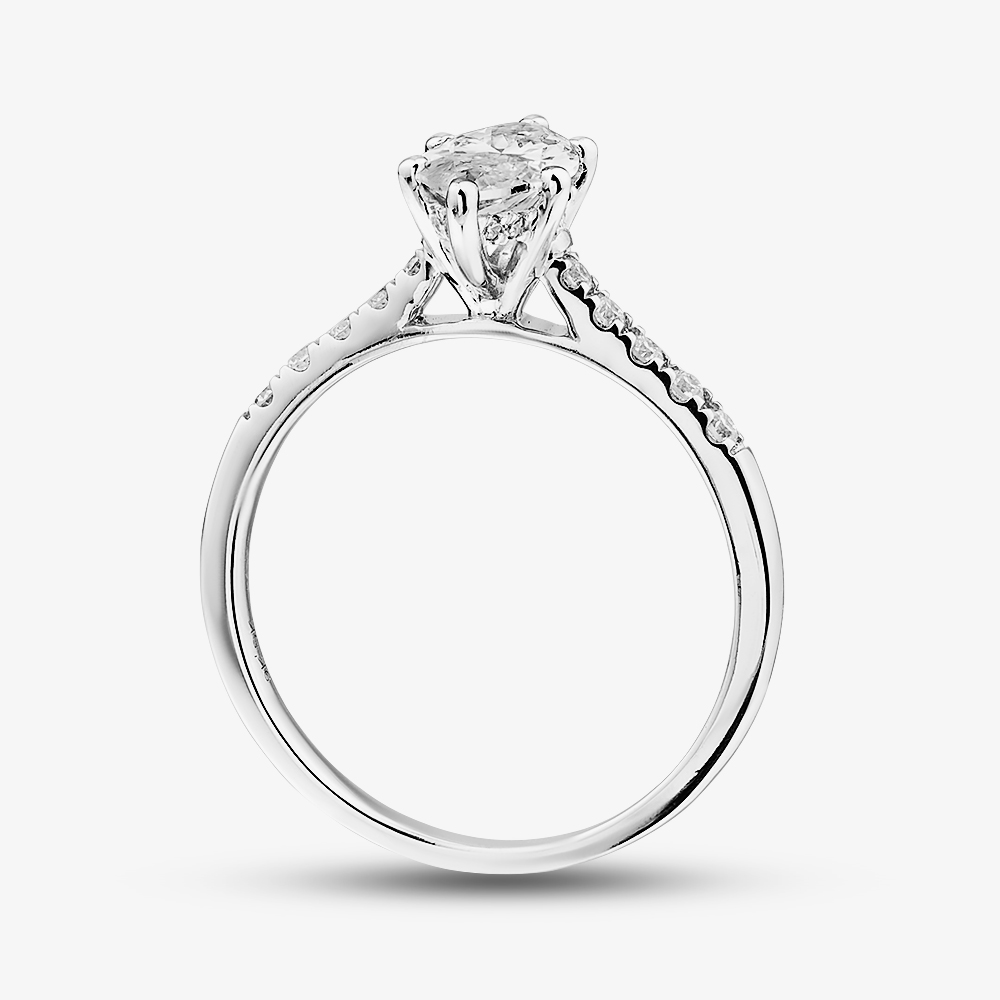Pure Brilliance 9ct White Gold 1.20ct Certificated Marquise Cut Lab Grown Diamond Shoulder Set Solitaire Ring LGR50732-120
