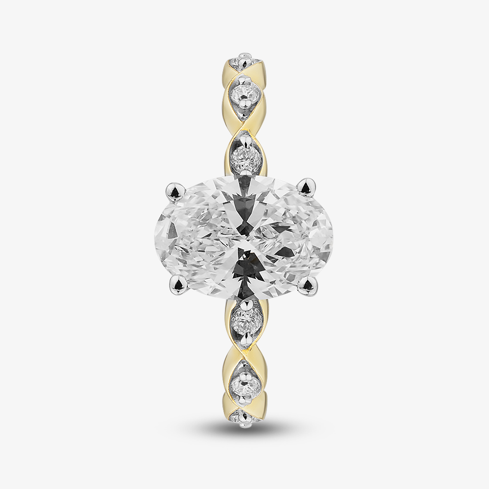 Pure Brilliance 9ct Yellow Gold 1.10ct Certificated Oval Cut Lab Grown Diamond Shoulder Set Solitaire Ring LGR48743-110