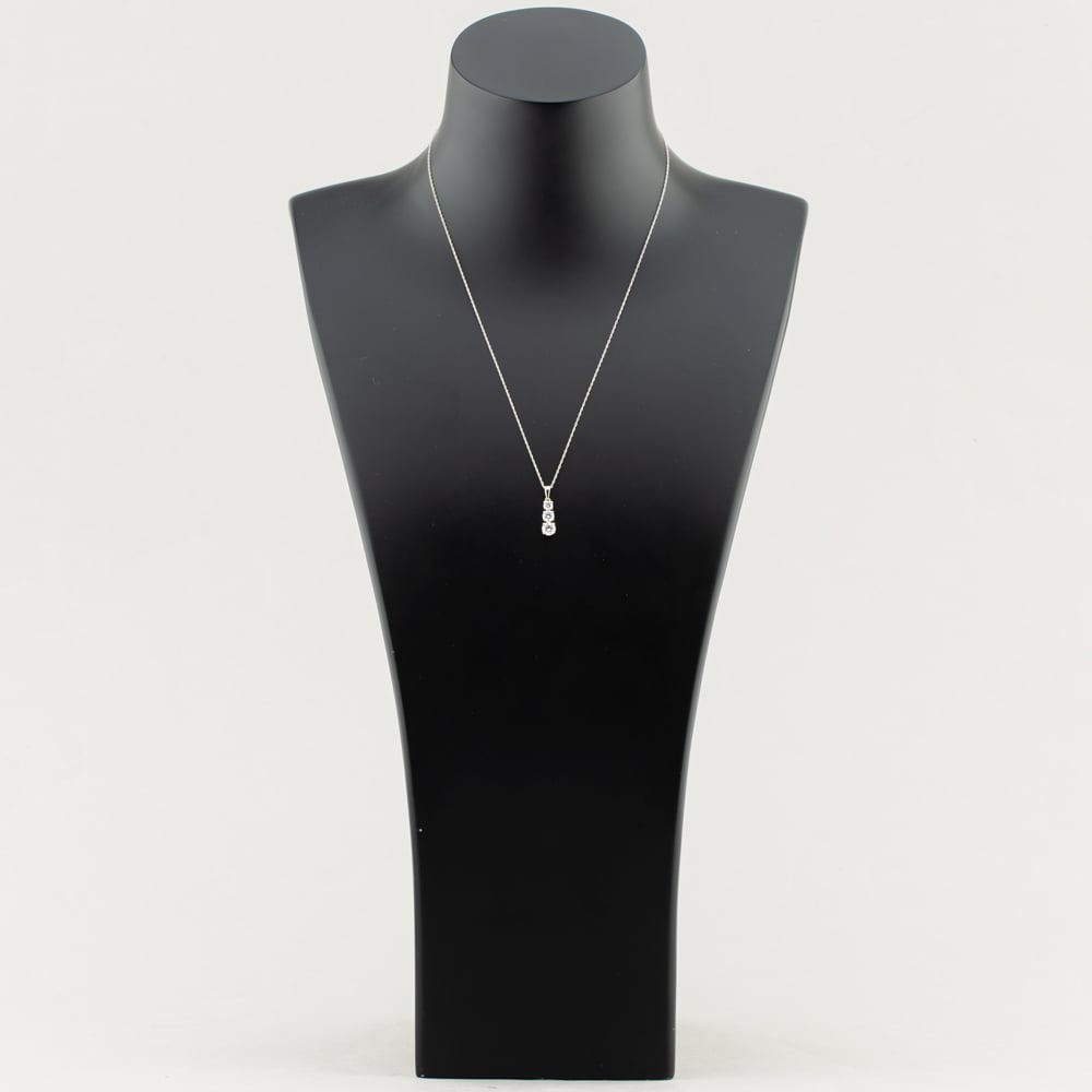 9ct White Gold 1.00ct Certificated Brilliant Cut Lab Grown Diamond Three Stone Pendant Necklace LGP35531-100 (WG)