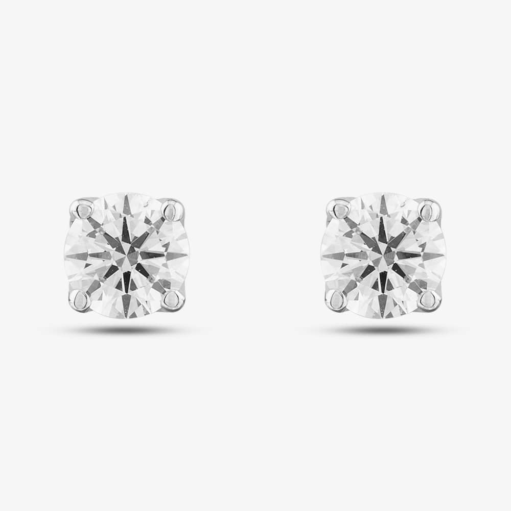 9ct White Gold 1.00ct Brilliant Cut Lab Grown Diamond Solitaire Stud Earrings LGE2534-100AN (WG)