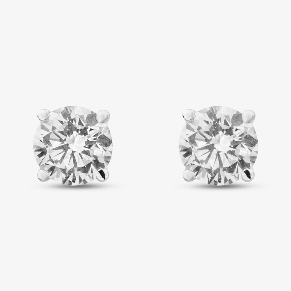 9ct White Gold 2.00ct Certificated Brilliant Cut Lab Grown Diamond Stud Earrings LGE2534-200 (WG)