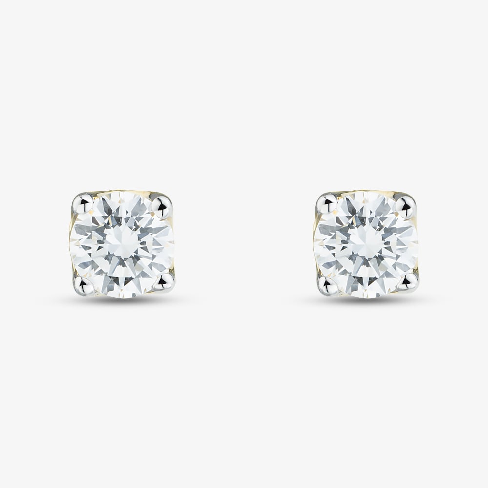 9ct Yellow Gold 0.50ct Lab Grown Diamond 4 Claw Stud Earrings LGE2534-50AN