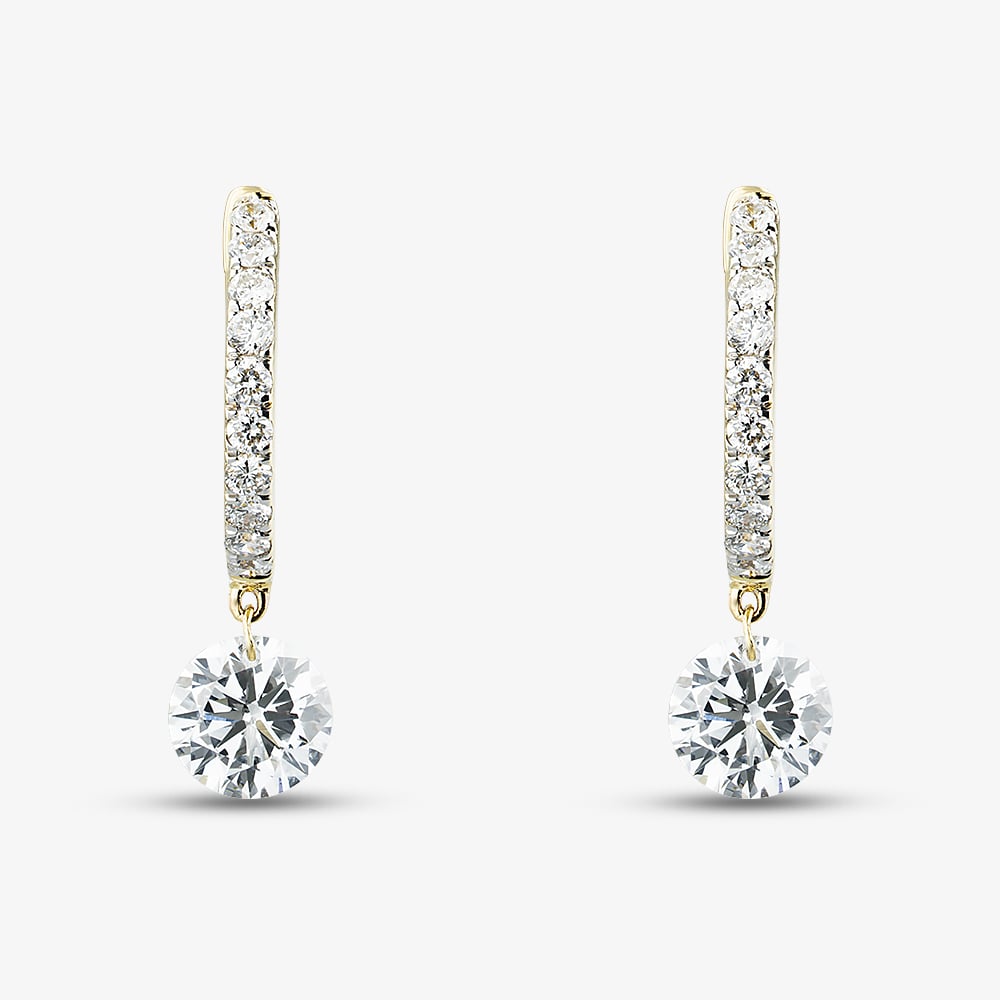 9ct Yellow Gold 1.25ct Lab Grown Diamond Huggie Dropper Earrings LGE46760-125SF