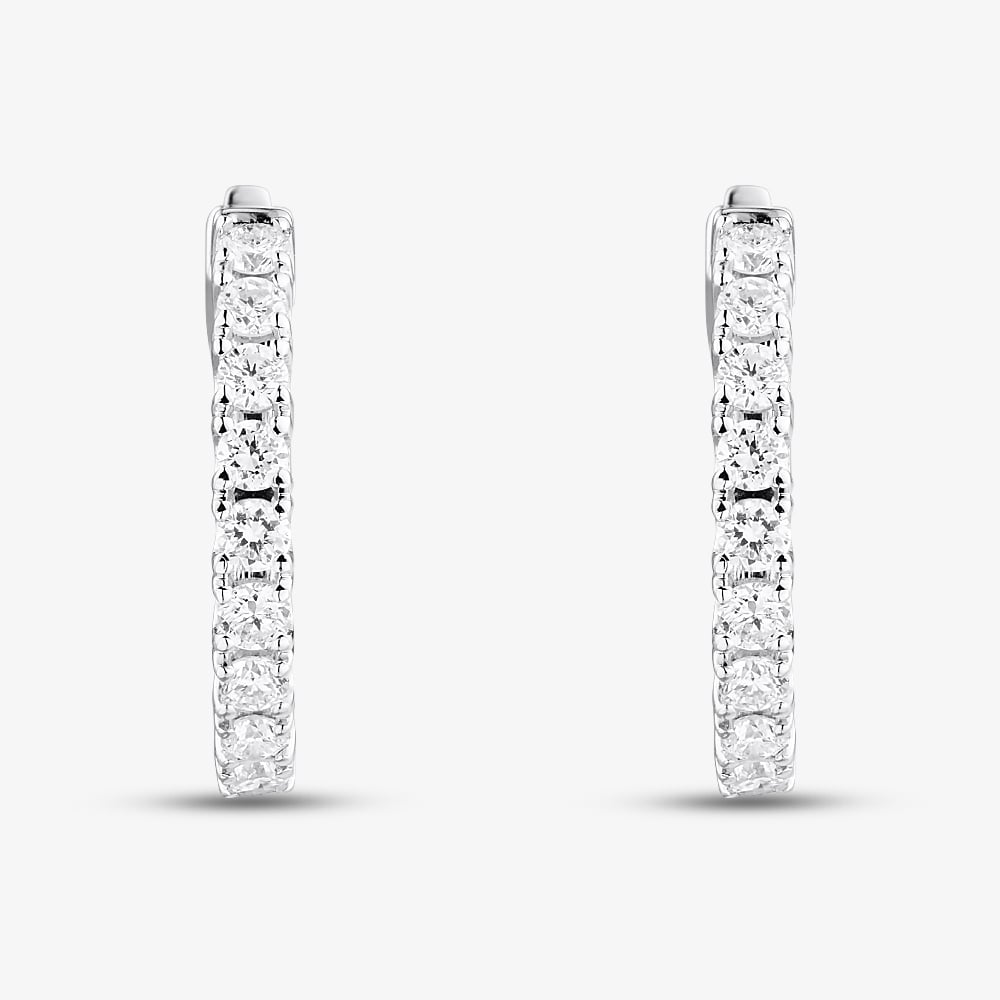 9ct White Gold 1.00ct Lab Grown Diamond Hoop Earrings LGE41046-100