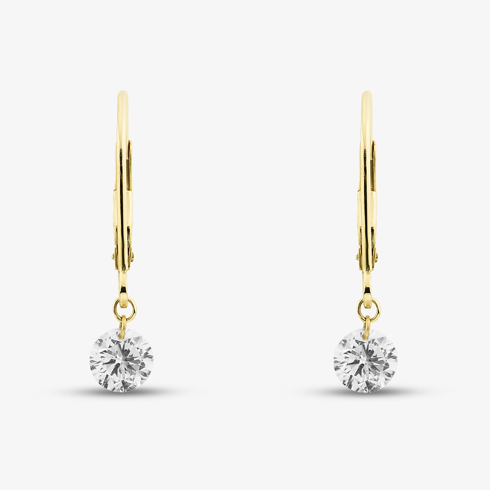 9ct Yellow Gold 1.00ct Brilliant Cut Lab Grown Diamond Drop Lever Back Earrings LGE46856-100SF