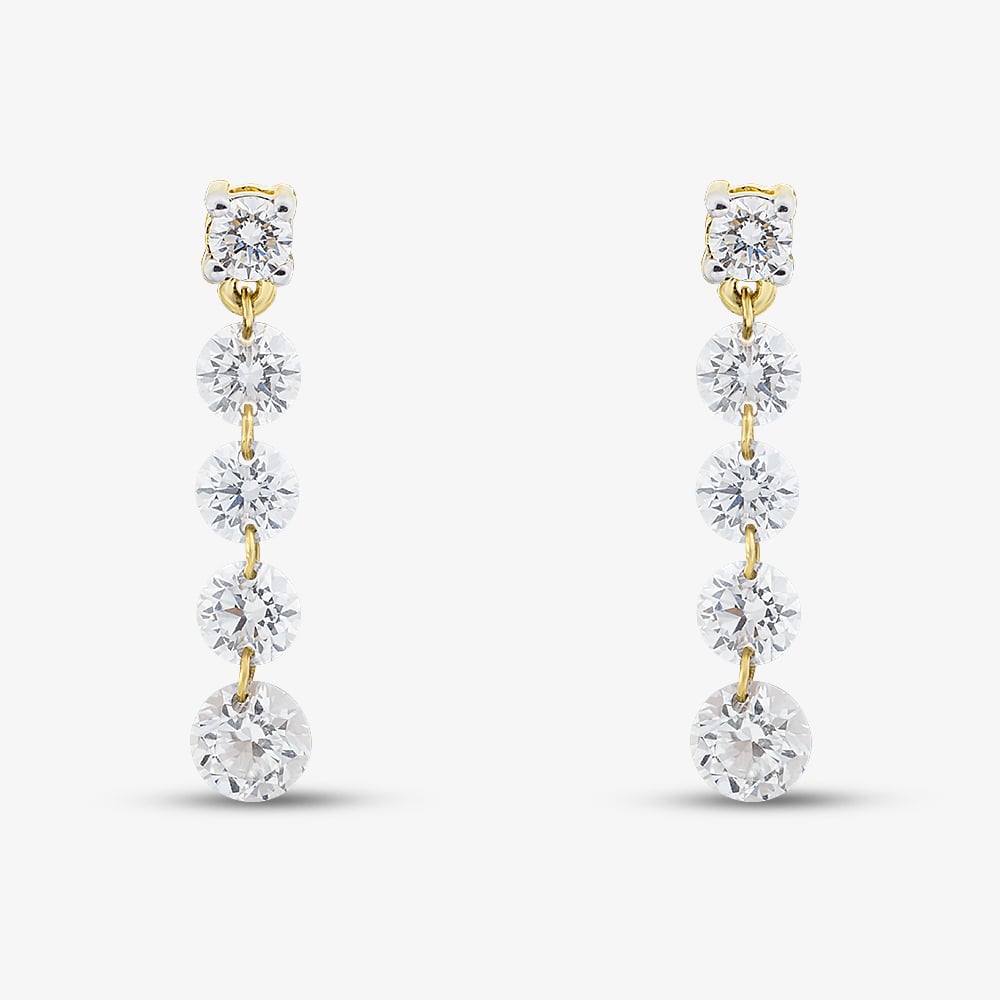 9ct Yellow Gold 1.00ct Certificated Brilliant Cut Lab Grown Diamond Drop Earrings LGE47363-100