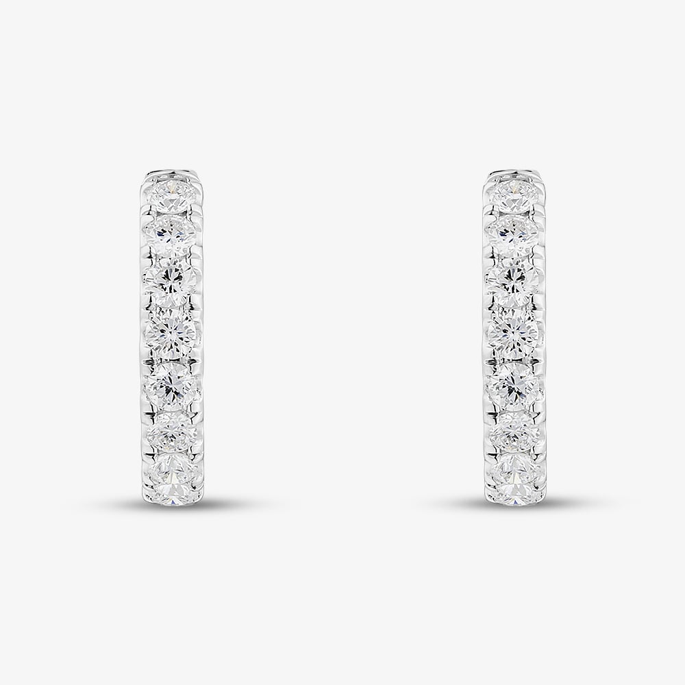 9ct White Gold 2.00ct Certificated Round Cut Lab Grown Diamond Hoop Earrings LGE48750-200 (WG)(CERT)