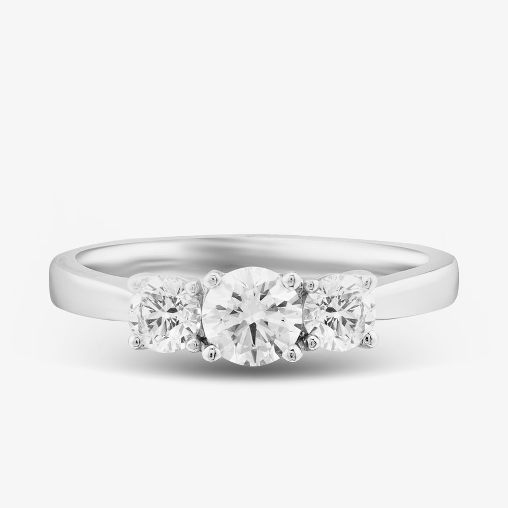 18ct White Gold 1.00ct Brilliant Cut Lab Grown Diamond Trilogy Ring 036NT-W001