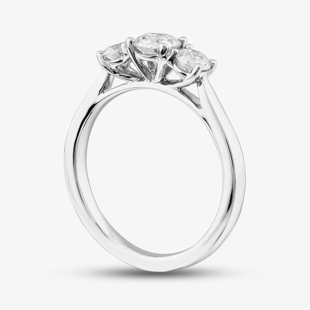 18ct White Gold 1.00ct Brilliant Cut Lab Grown Diamond Trilogy Ring 036NT-W001