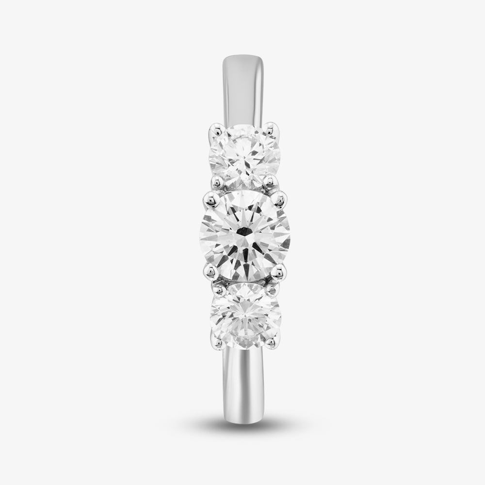 18ct White Gold 1.00ct Brilliant Cut Lab Grown Diamond Trilogy Ring 036NT-W001