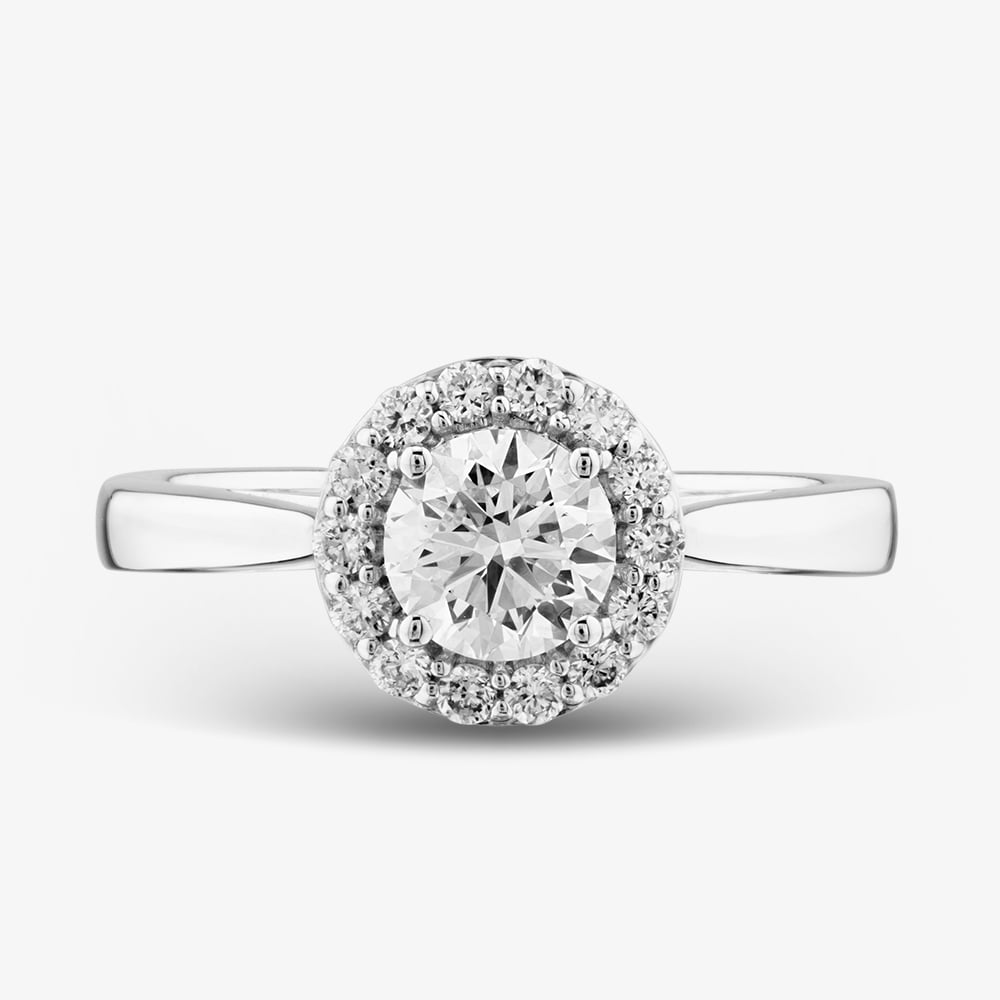 18ct White Gold 0.92ct Brilliant Cut Lab Grown Diamond Halo Ring 078SS-W001