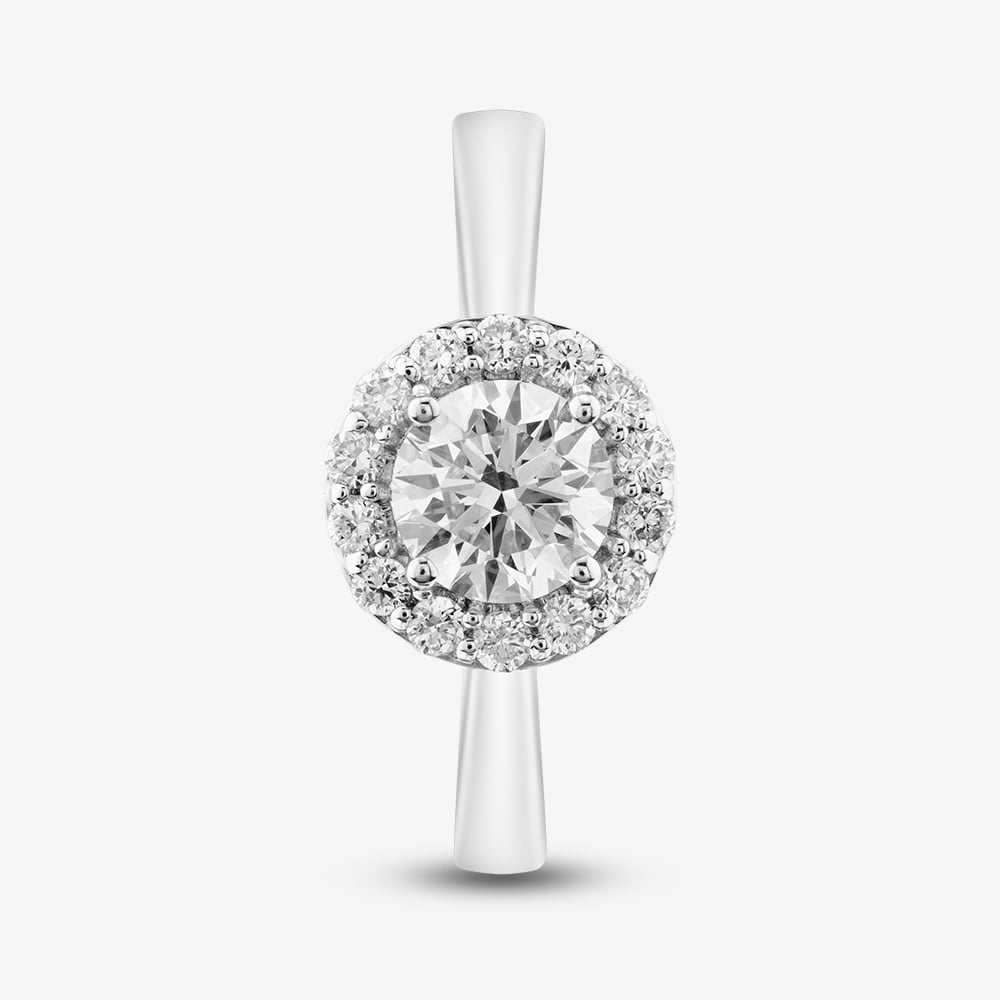 18ct White Gold 0.92ct Brilliant Cut Lab Grown Diamond Halo Ring 078SS-W001