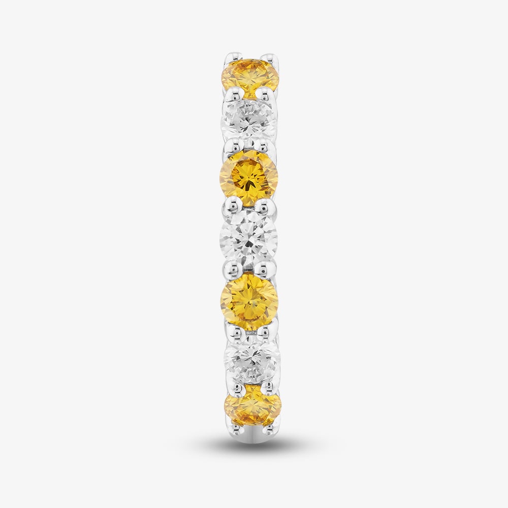 18ct White Gold 0.64ct Yellow & White Lab Grown Diamond Half Eternity Ring 06WQN-W001