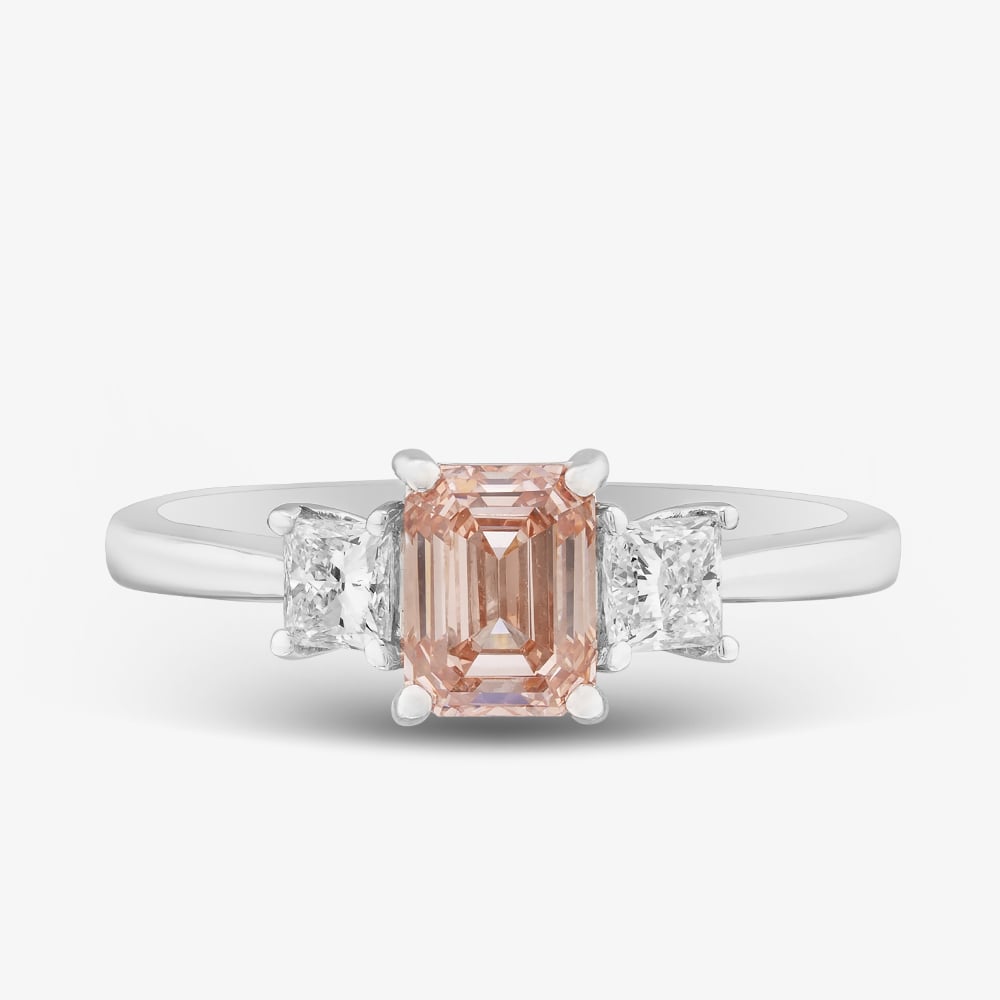18ct White Gold 1.46ct Pink & White Lab Grown Diamond Trilogy Ring 088PV-W001
