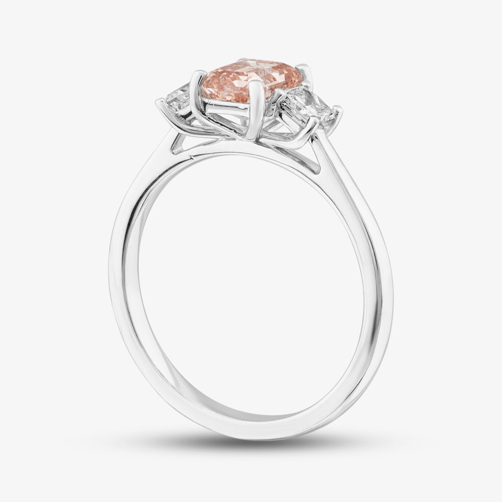 18ct White Gold 1.46ct Pink & White Lab Grown Diamond Trilogy Ring 088PV-W001