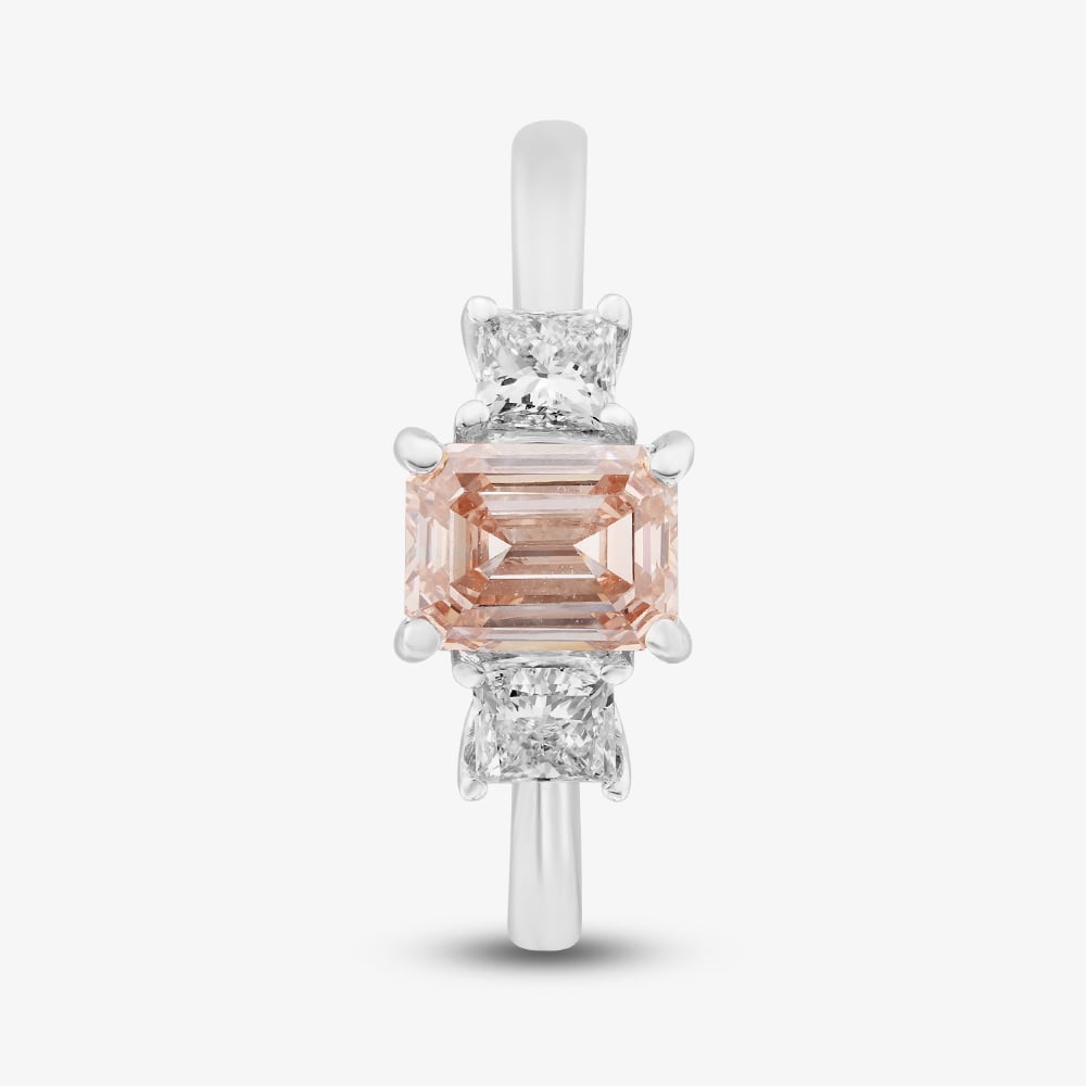 18ct White Gold 1.46ct Pink & White Lab Grown Diamond Trilogy Ring 088PV-W001