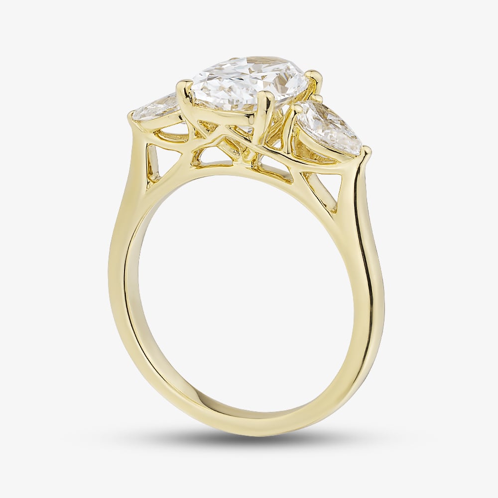 18ct Yellow Gold 2.58ct Certificated Oval Cut Lab Grown Diamond Three Stone Ring MISC 4