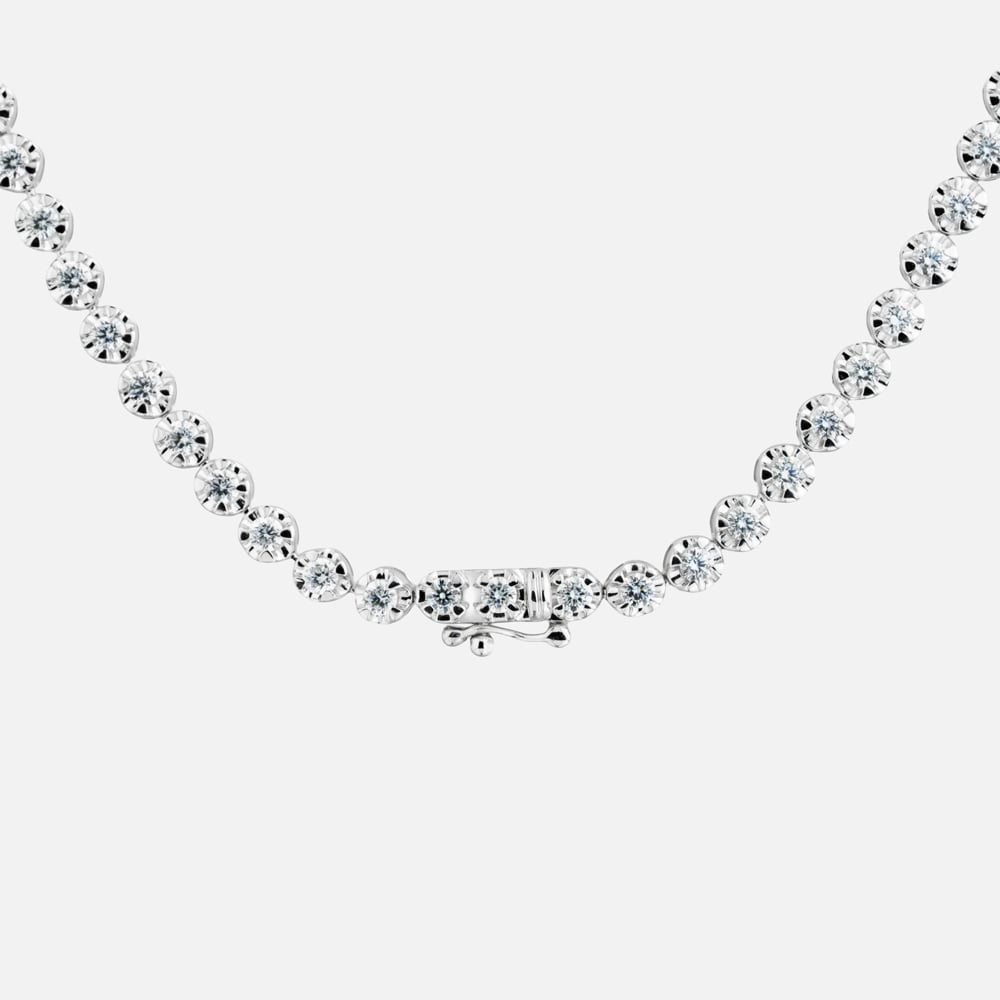 9ct White Gold 10.00ct Certificated Brilliant Cut Lab Grown Diamond Graduated Tennis Necklace LGN23469-1000SF
