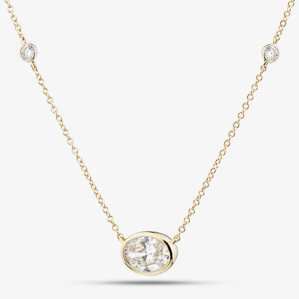 9c Yellow Gold 1.25ct Oval Cut Lab Grown Diamond Pendant Necklace LGN48592-125SF (YG)