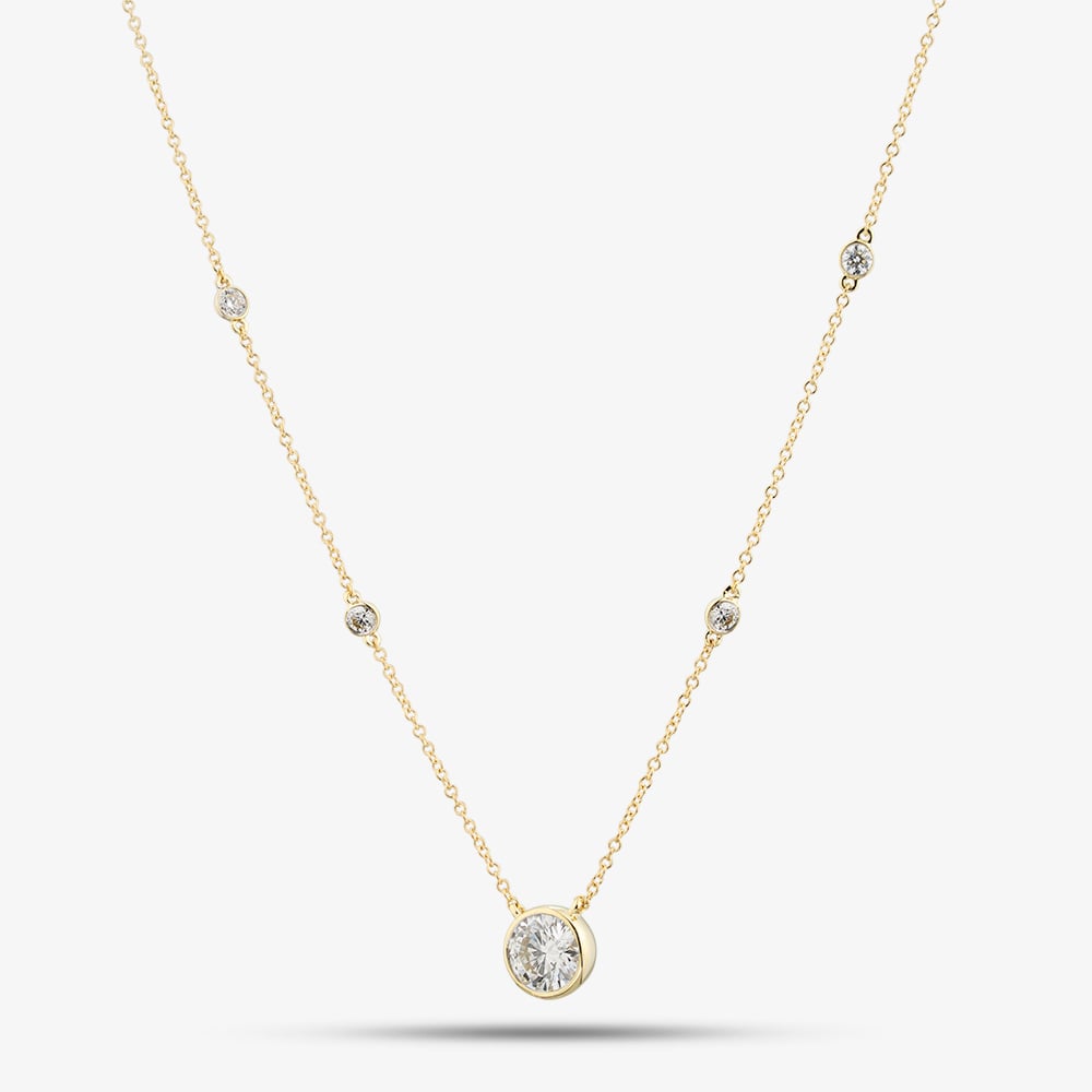 9ct White Gold 1.25ct Certificated Lab Grown Diamond Pendant LGN44388-125SF (YG)(CERT)