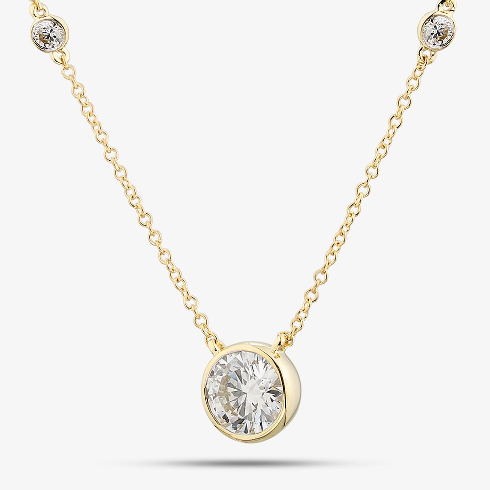 9ct White Gold 1.25ct Certificated Lab Grown Diamond Pendant LGN44388-125SF (YG)(CERT)