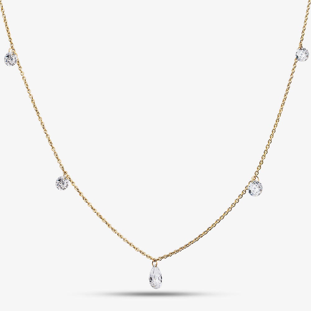 Pure Brilliance 9ct Yellow Gold 1.00ct Multi Cut Lab Grown Diamond Necklace LGN47394-100