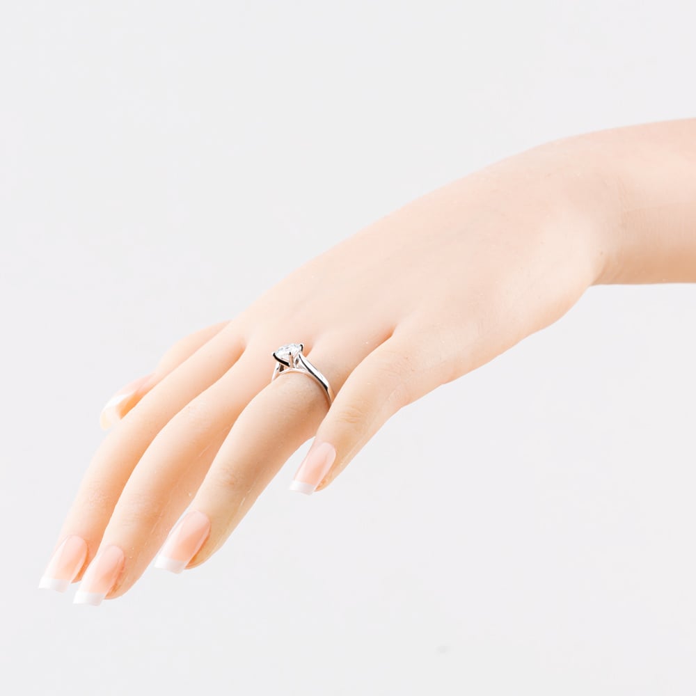Silver 1.00ct Certificated Round Cut Lab Grown Diamond Solitaire Ring LGR44406-100SF (SIL)(CERT)