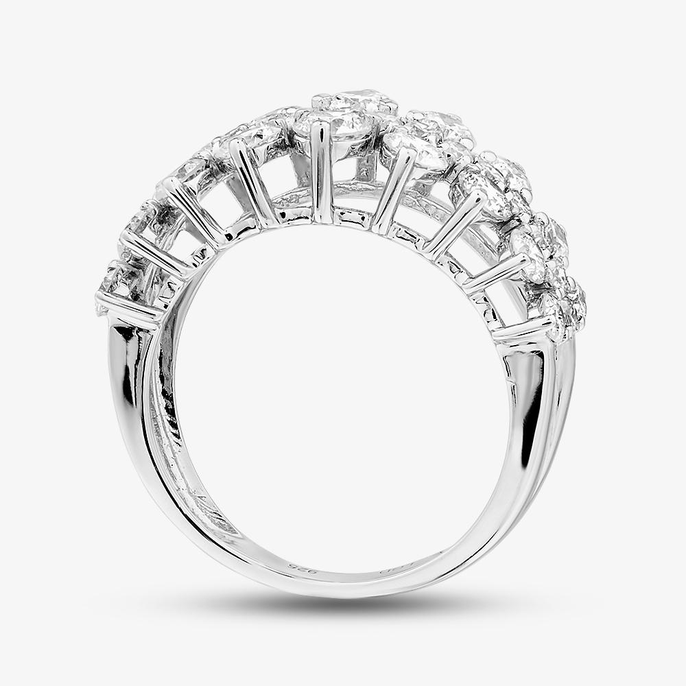 Pure Brilliance Sterling Silver 2.00ct Certificated Round Cut Lab Grown Diamond Three Row Ring LGR48793-200