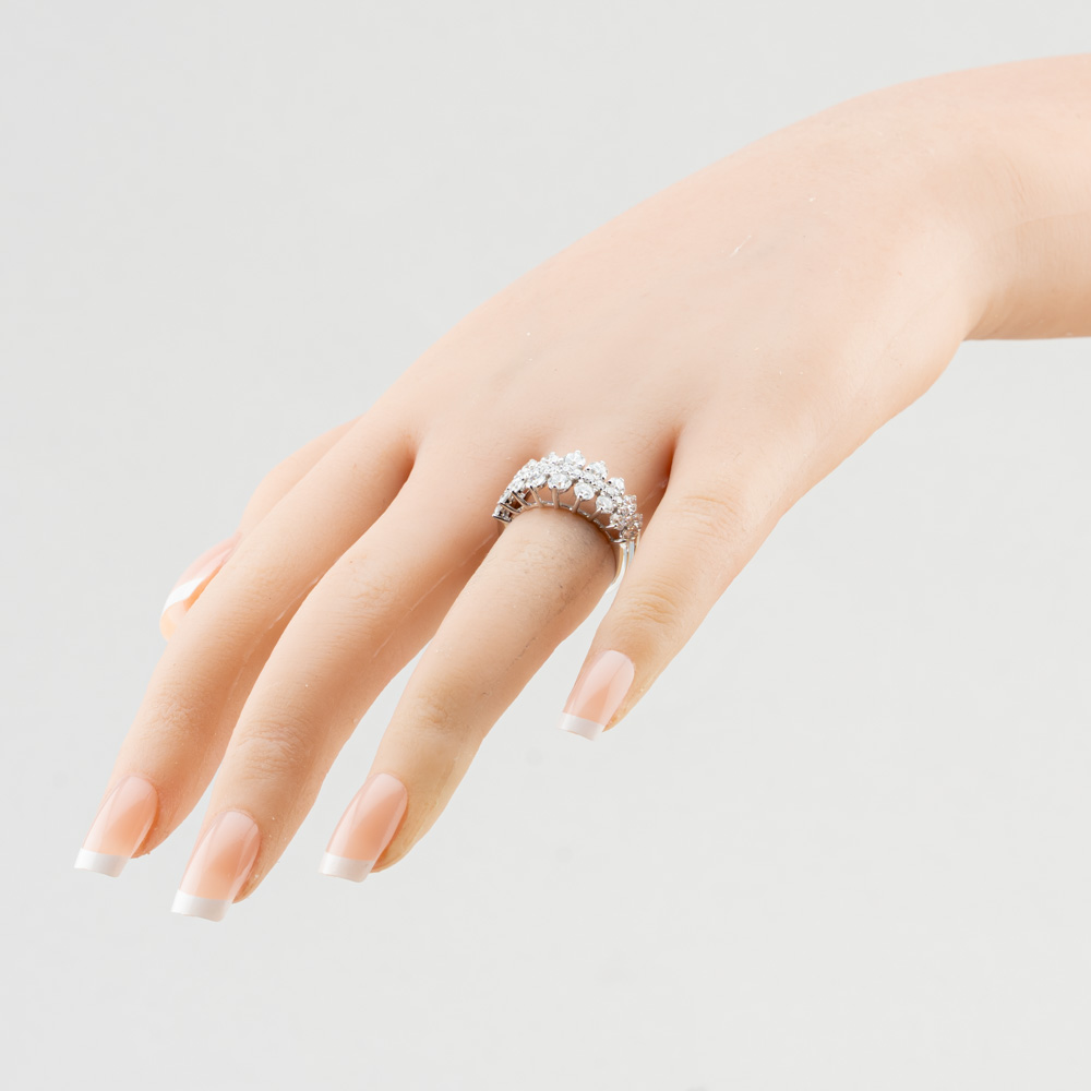 Pure Brilliance Sterling Silver 2.00ct Certificated Round Cut Lab Grown Diamond Three Row Ring LGR48793-200