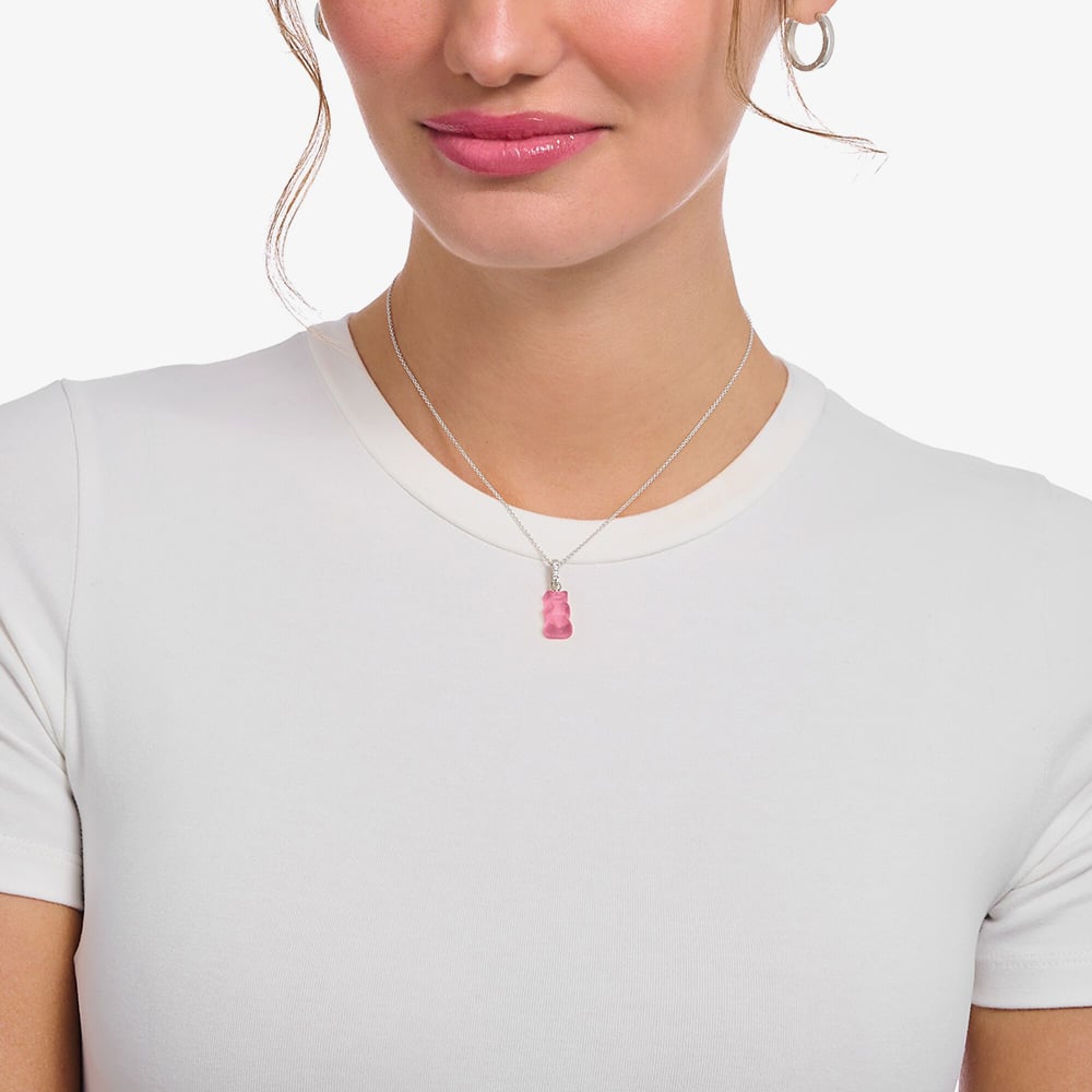 THOMAS SABO Haribo Sterling Silver Pink Gummy Bear Pendant Necklace KE2209-052-9-L45V