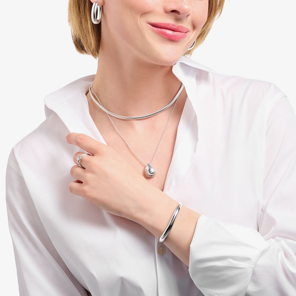 THOMAS SABO Sterling Silver Organic Drop Pendant Necklace KE2281-001-21-L50V