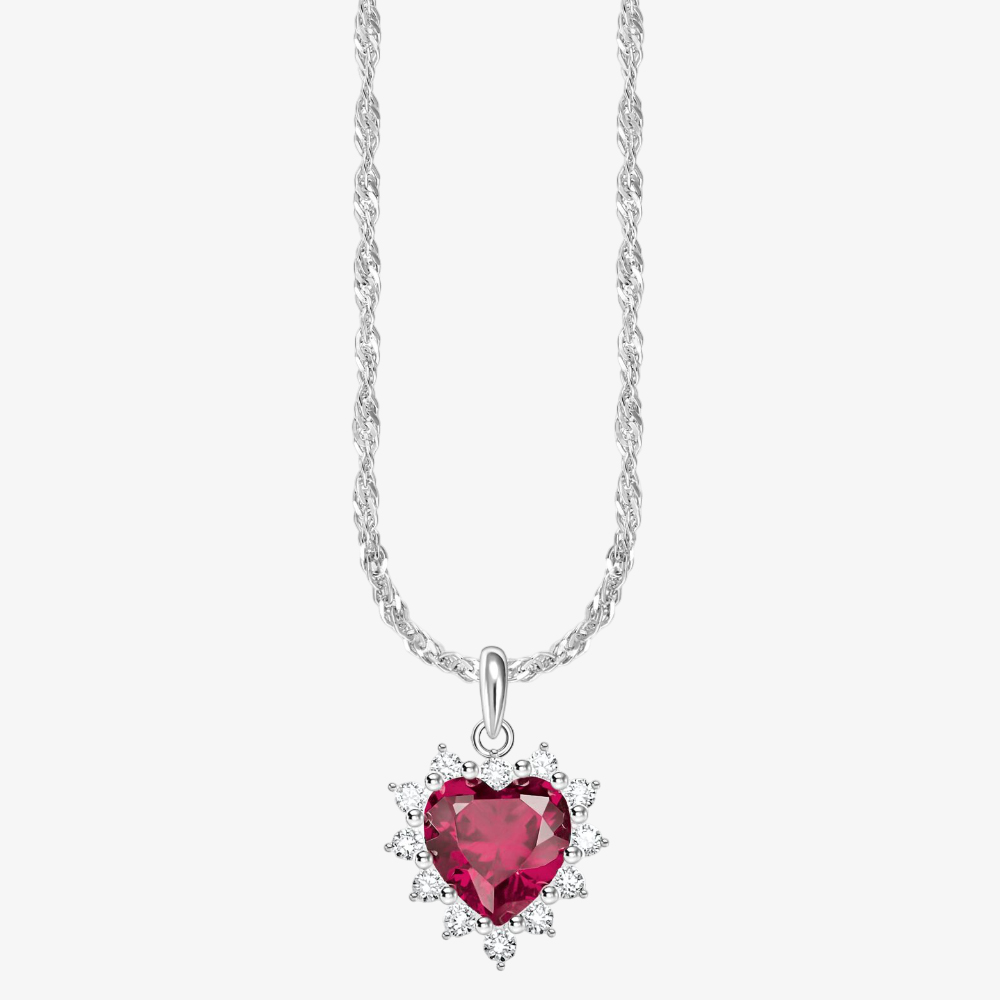 Product photograph of Thomas Sabo Romance Silver Red Cubic Zirconia Heart Pendant Necklace Ke2305-013-10-l45v from The Jewel Hut