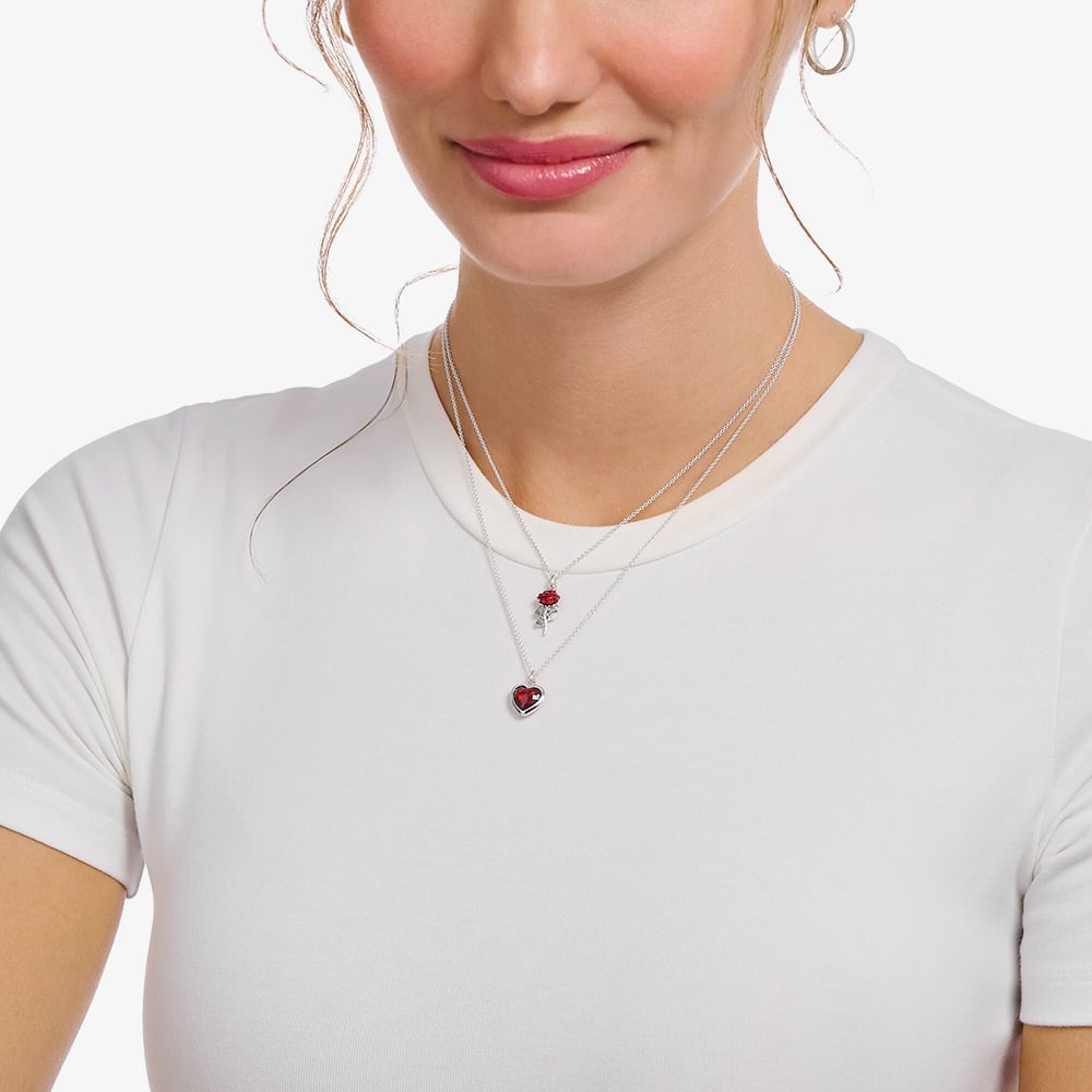 THOMAS SABO Silver Red Rose Pendant Necklace KE2219-664-10-L45