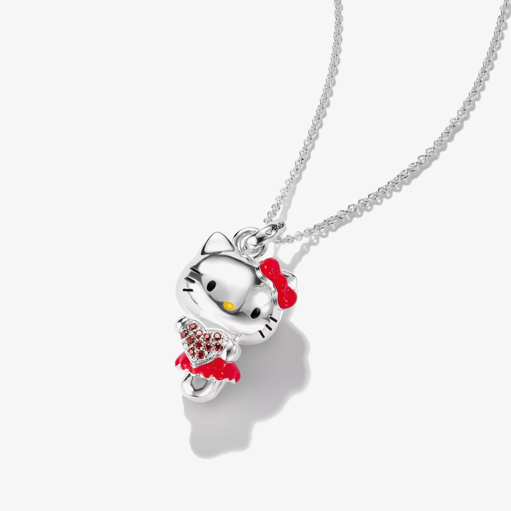 THOMAS SABO Hello Kitty Red Heart Cubic Zirconia Charm Necklace KE2390-M06-10-L50V