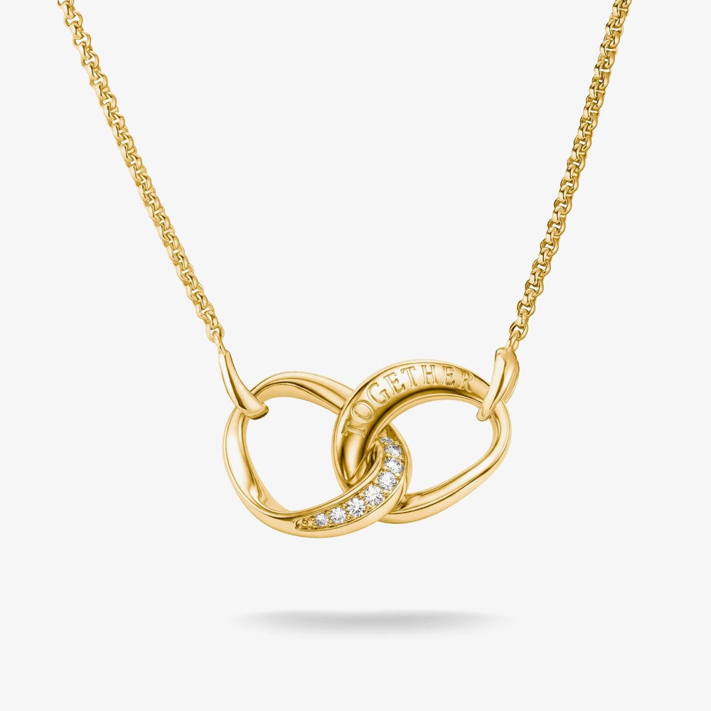 THOMAS SABO Together 18ct Yellow Gold Plated Cubic Zirconia Intertwined Pendant KE2380-M01-14-L45V