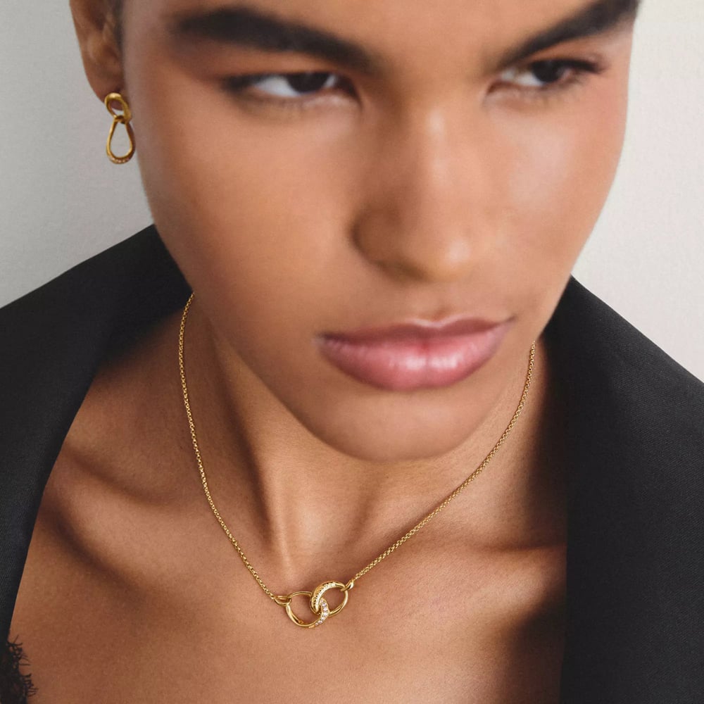 THOMAS SABO Together 18ct Yellow Gold Plated Cubic Zirconia Intertwined Pendant KE2380-M01-14-L45V