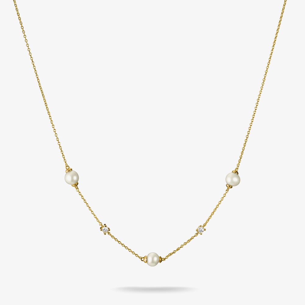 THOMAS SABO Classics 18ct Yellow Gold Plated Freshwater Pearls Necklace KE2120-M01-14-L45V
