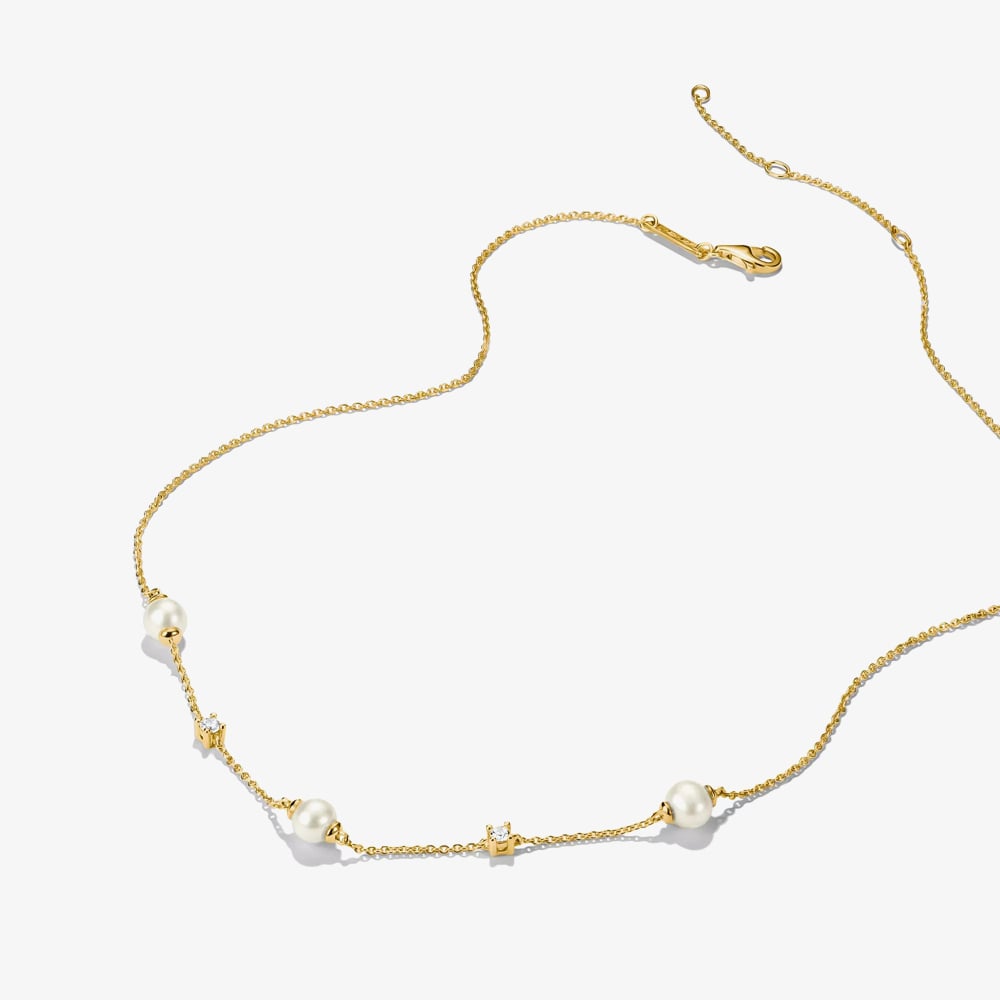 THOMAS SABO Classics 18ct Yellow Gold Plated Freshwater Pearls Necklace KE2120-M01-14-L45V