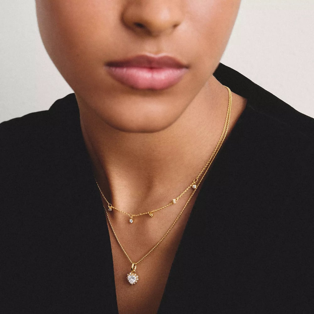 THOMAS SABO Classics 18ct Yellow Gold Plated Cubic Zirconia Necklace KE2071-M01-14-L45V