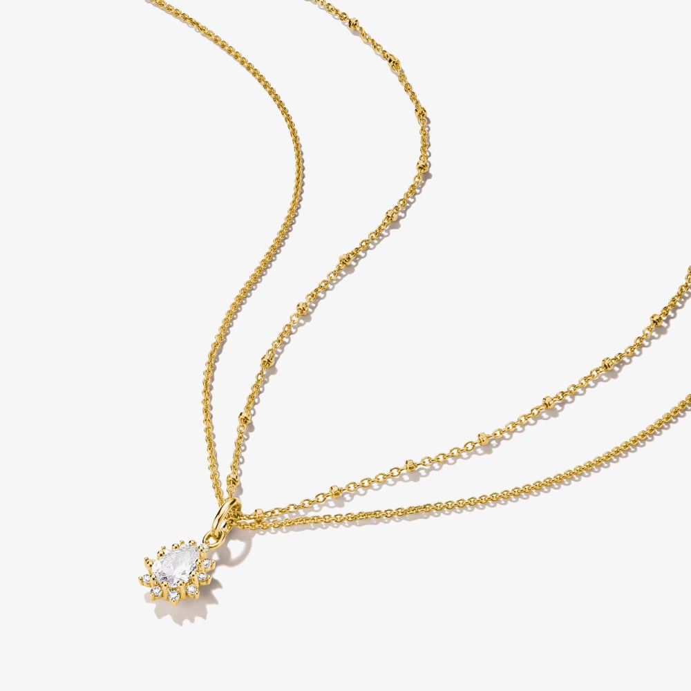 THOMAS SABO Classics 18ct Yellow Gold Plated Cubic Zirconia Double Chain Pendant KE2294-M01-14-L45V
