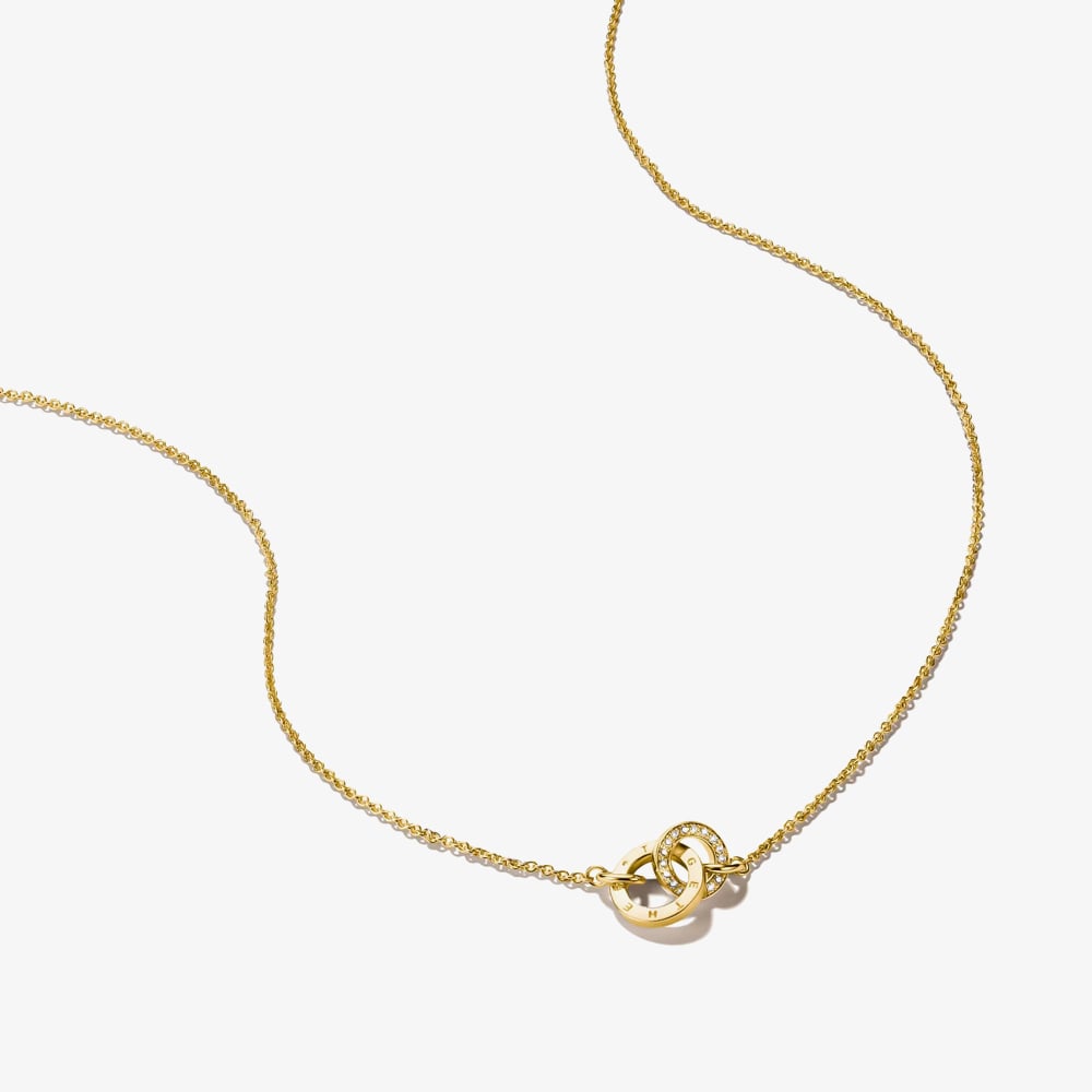 THOMAS SABO Together 18ct Yellow Gold Plated Cubic Zirconia Interlinked Pendant KE2385-M01-14-L45V
